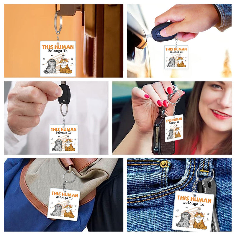 This Human Belongs To - Gift For Cat Lovers - Personalized Acrylic Keychain