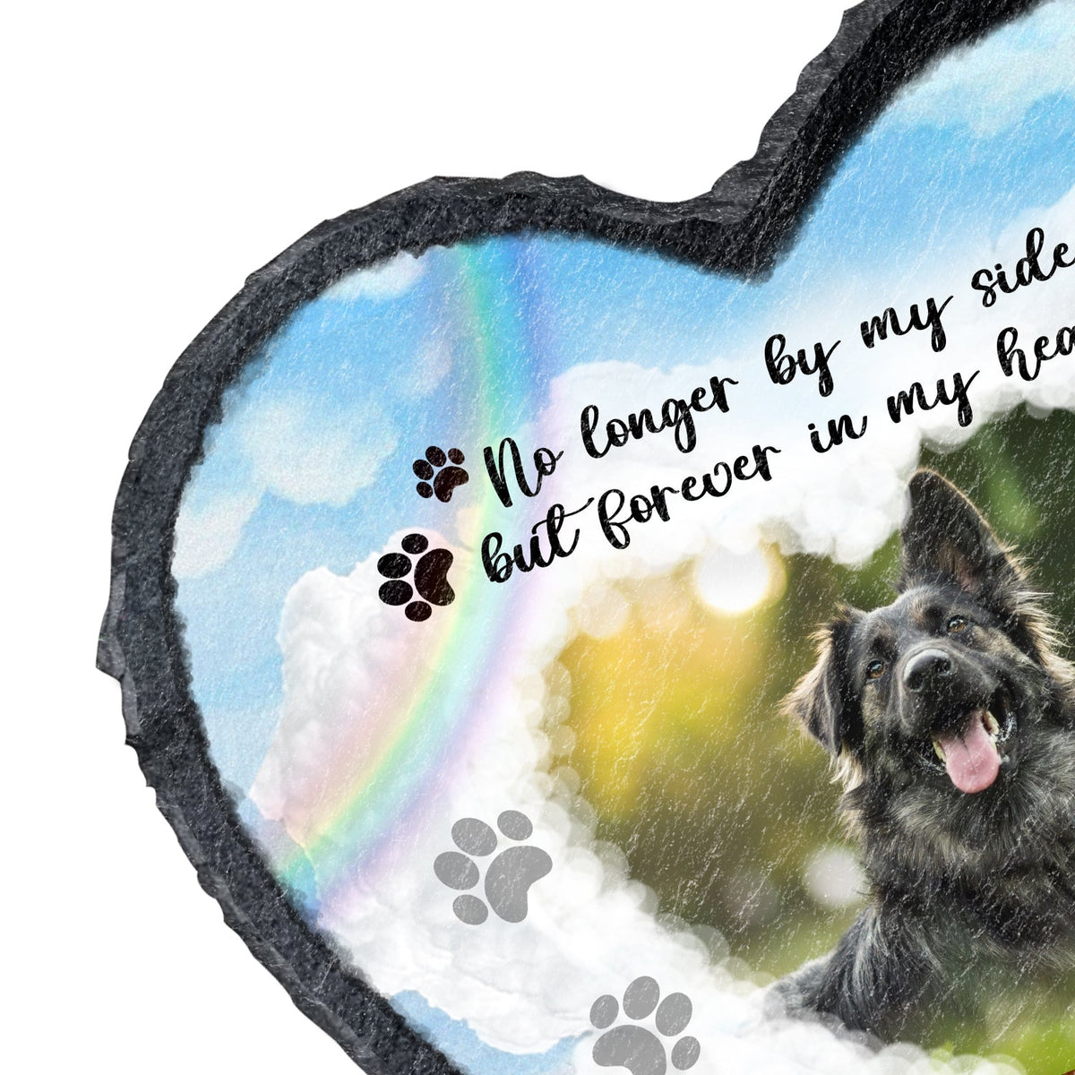 Custom Photo No Longer By My Side Forever In Our Heart - Dog Cat Pet Memorial Gift - Personalized Heart Memorial Garden Stone