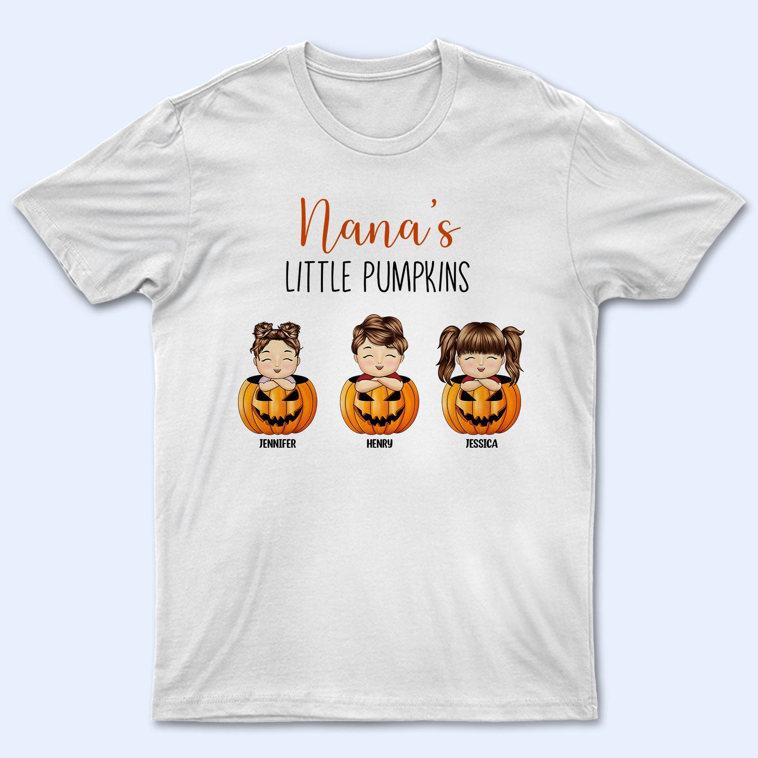 Nana's Little Pumpkins Fall Season - Halloween Gift For Grandma, Grandmother, Parents, Grandparents - Personalized T Shirt