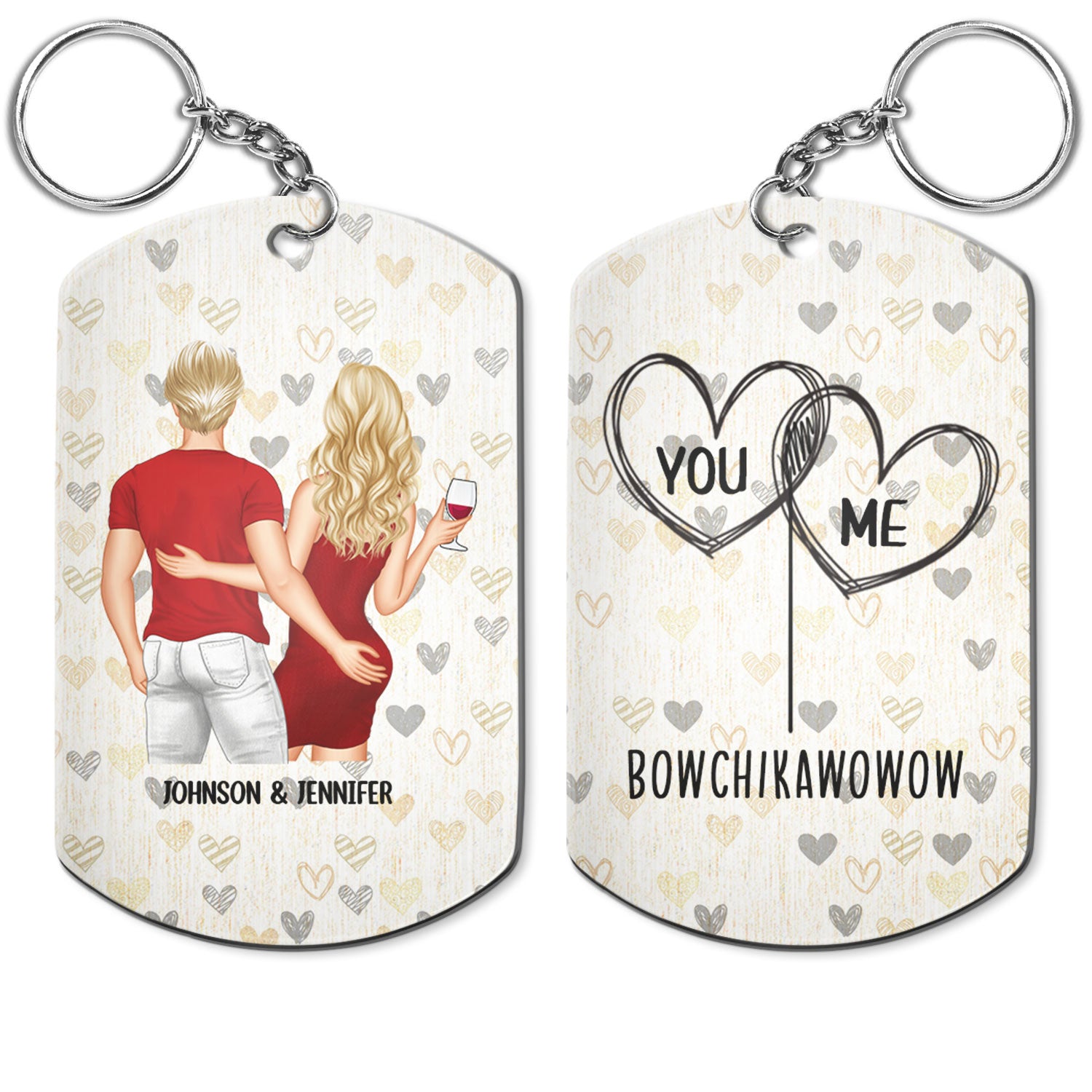 You And Me Bowchikawowow - Gift For Couples - Personalized Aluminum Keychain