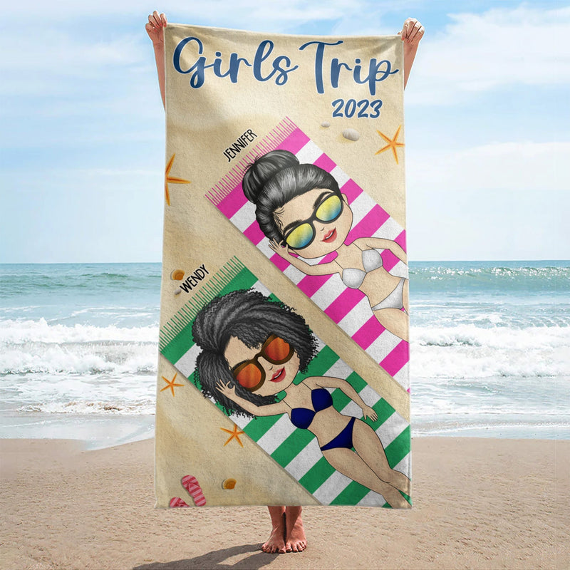 Girls Trip - Gift For Besties - Personalized Beach Towel