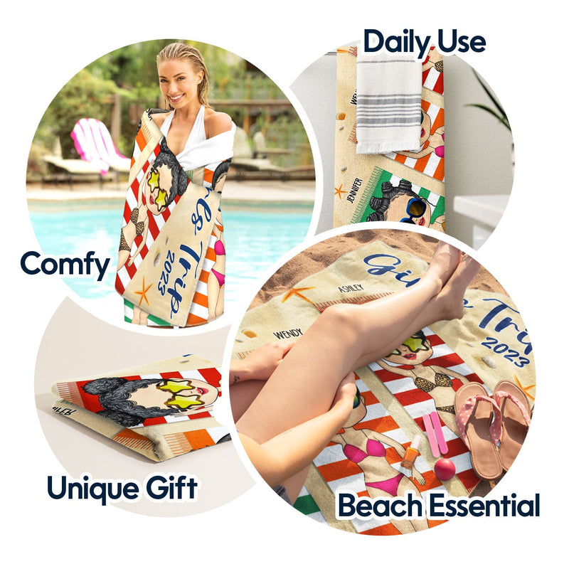 Girls Trip - Gift For Besties - Personalized Beach Towel