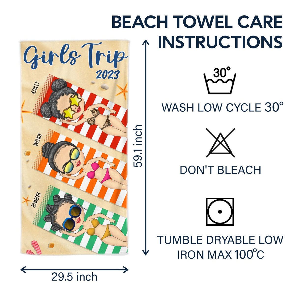 Girls Trip - Gift For Besties - Personalized Beach Towel