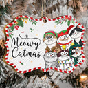 Funny Cartoon Cats Meowy Catmas - Christmas Gift For Cat Lovers - Personalized Medallion Wooden Ornament