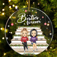 Besties Forever - Christmas Gift For Bestie - Personalized Circle Acrylic Ornament