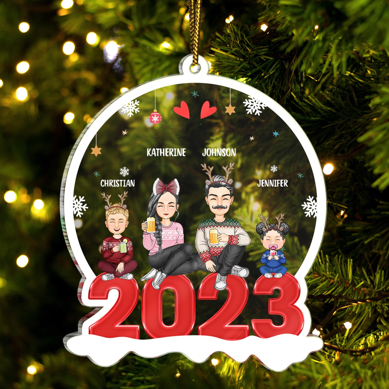 Family 2023 - Christmas Gift For Family - Personalized Custom Shaped Acrylic Ornament