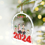 Famille 2024 - Cadeau de Noël pour la famille - Décoration acrylique personnalisée