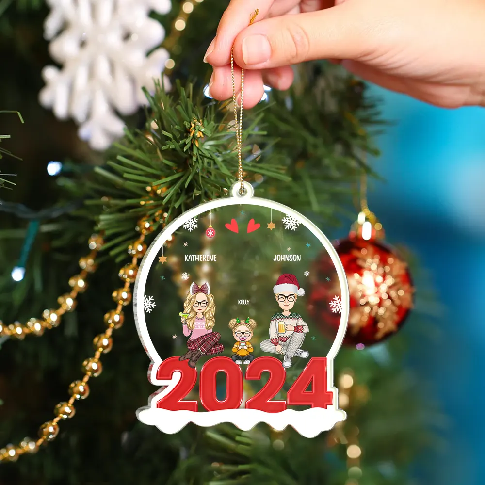 Famille 2024 - Cadeau de Noël pour la famille - Décoration acrylique personnalisée