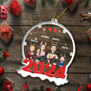 Famille 2024 - Cadeau de Noël pour la famille - Décoration acrylique personnalisée
