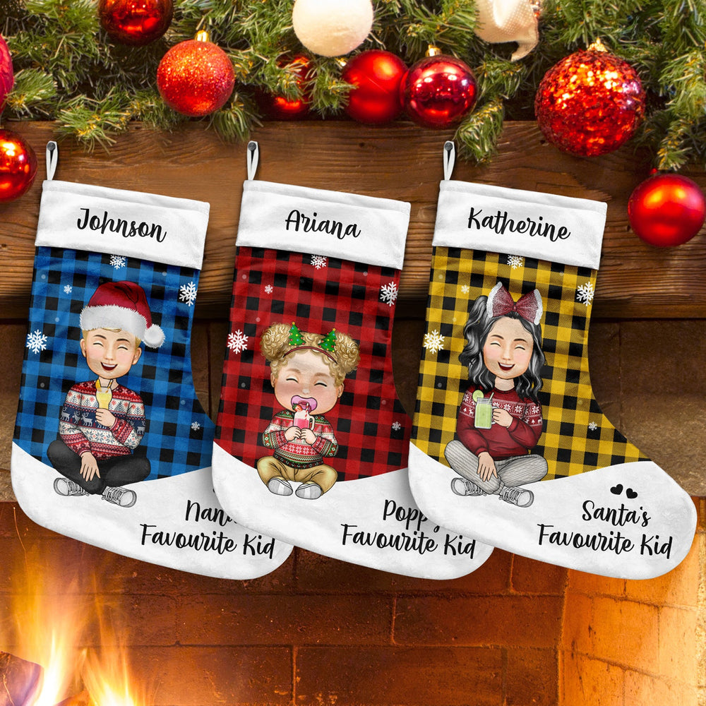 Santa's Favourite Kid - Christmas Gift For Grandkids, Children, Grandma, Grandpa - Personalized Christmas Stocking