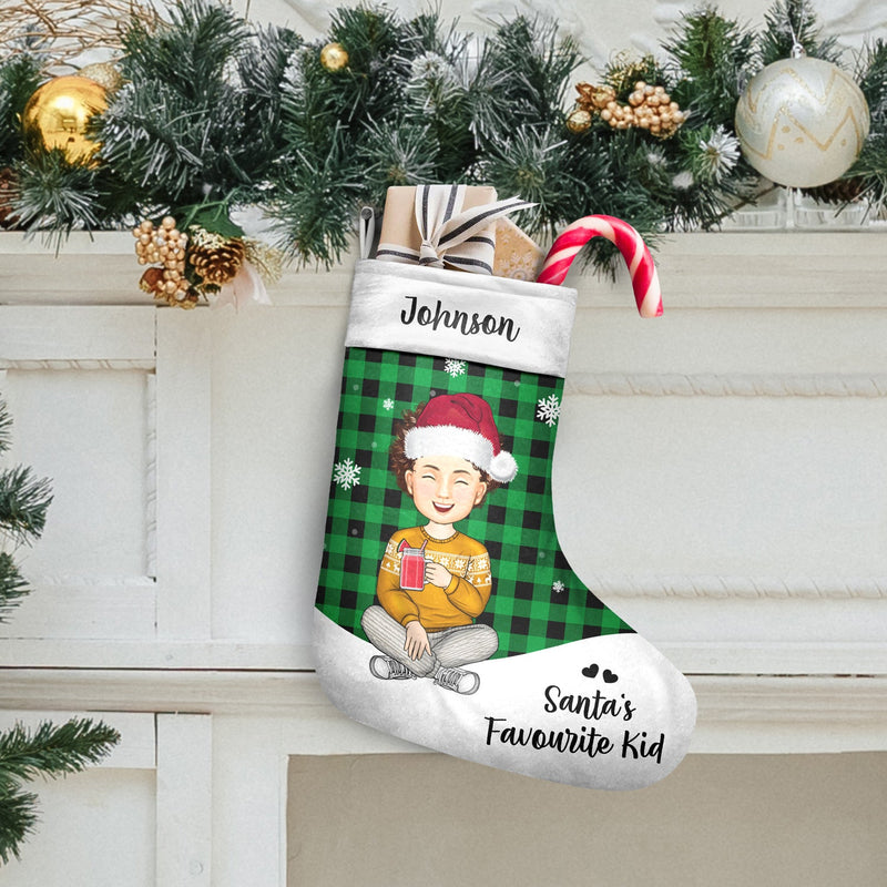 Santa's Favourite Kid - Christmas Gift For Grandkids, Children, Grandma, Grandpa - Personalized Christmas Stocking