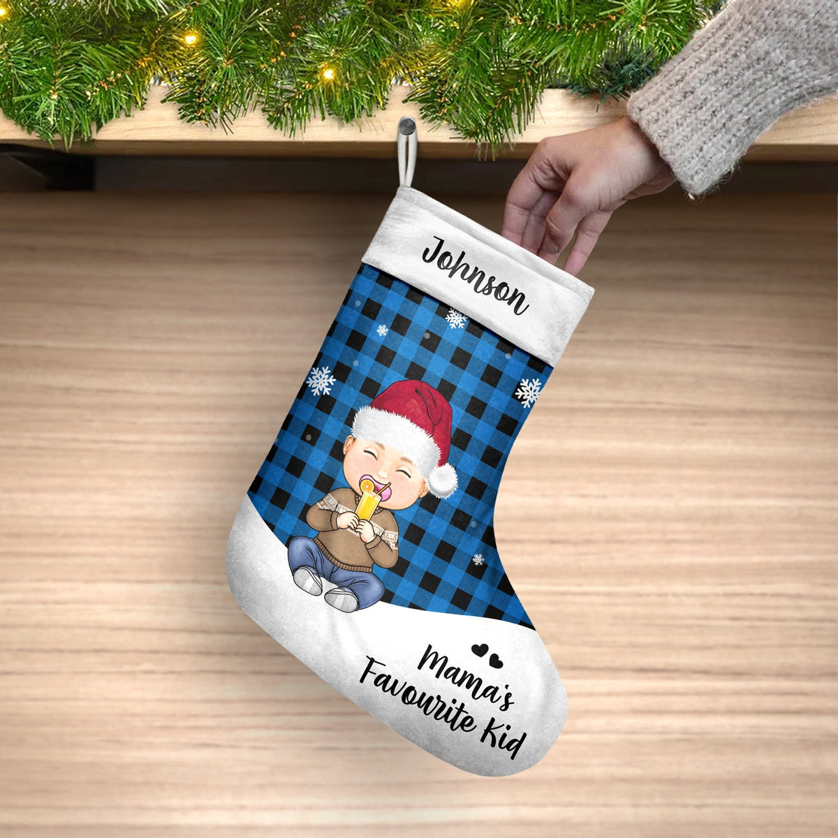 Santa's Favourite Kid - Christmas Gift For Grandkids, Children, Grandma, Grandpa - Personalized Christmas Stocking