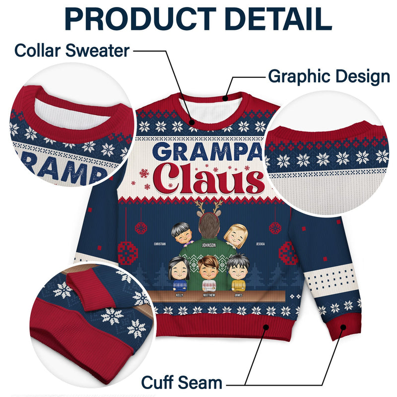 Grandpa Claus - Christmas Gift For Grandpa, Dad - Personalized Unisex Ugly Sweater