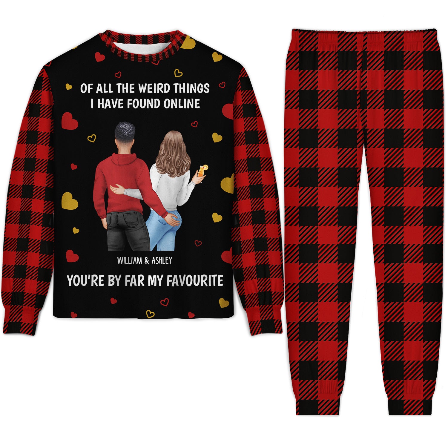 Couple Back Side You Are My Favourite By Far - Gift For Couples - Personalized Unisex Pajamas Set