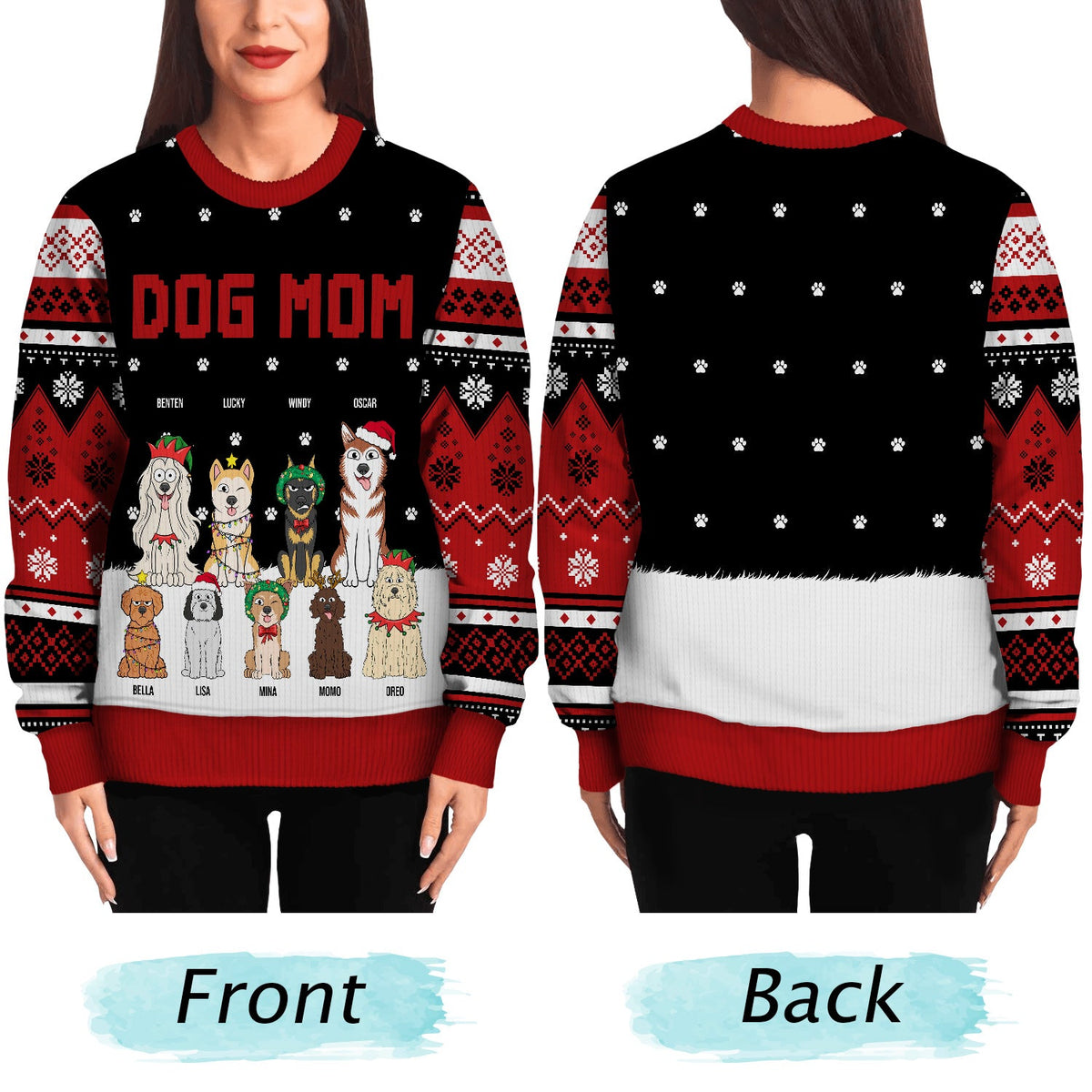 Best Dog Mom Ever - Gift For Dog Lovers - Personalized Unisex Ugly Sweater