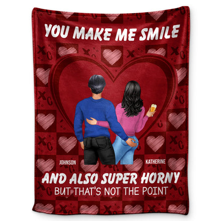Tu me fais sourire et aussi - Cadeau pour couple - Couverture polaire personnalisée