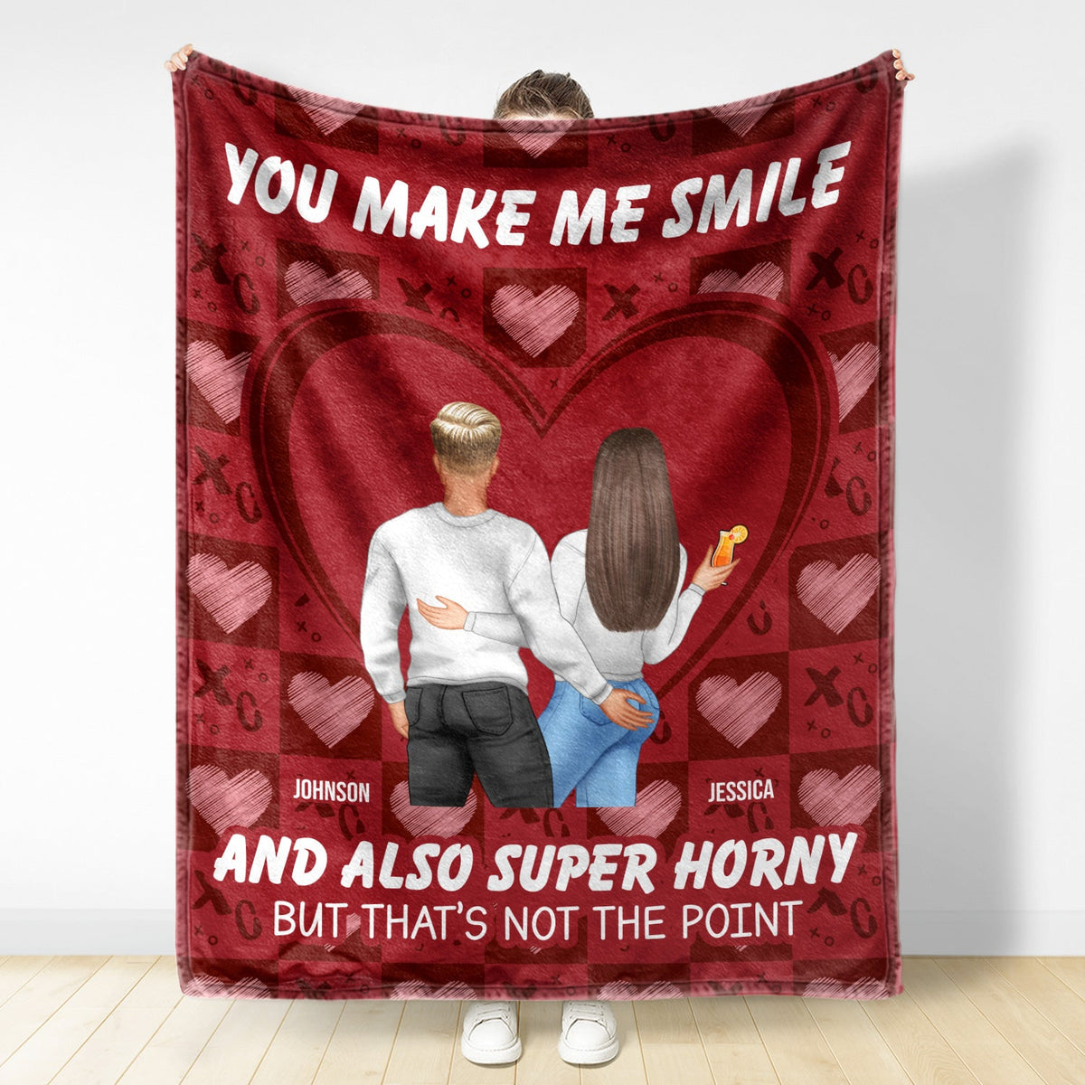 You Make Me Smile And Also - Gift For Couples - Personalized Fleece Blanket