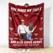 Tu me fais sourire et aussi - Cadeau pour couple - Couverture polaire personnalisée