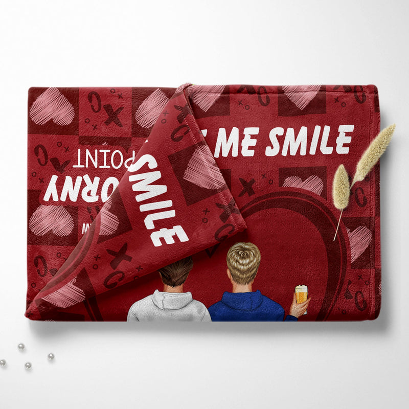 You Make Me Smile And Also - Gift For Couples - Personalized Fleece Blanket