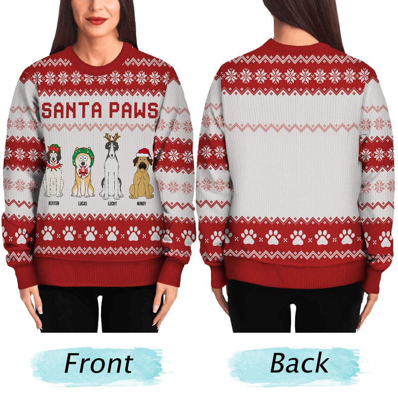 Santa Paws - Christmas Gift For Dog Cat Lovers - Personalized Unisex Ugly Sweater