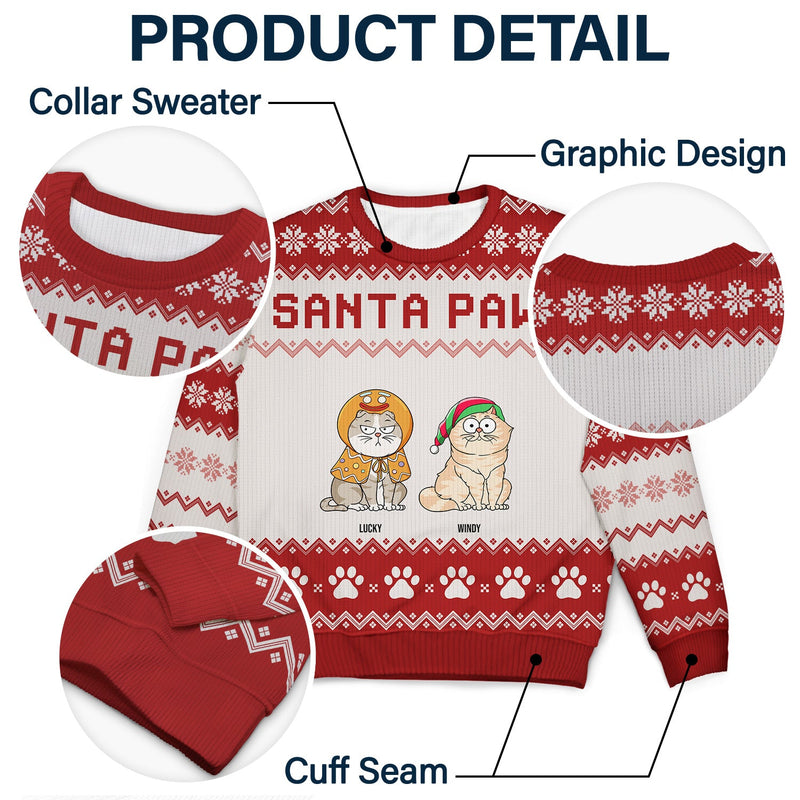 Santa Paws - Christmas Gift For Dog Cat Lovers - Personalized Unisex Ugly Sweater