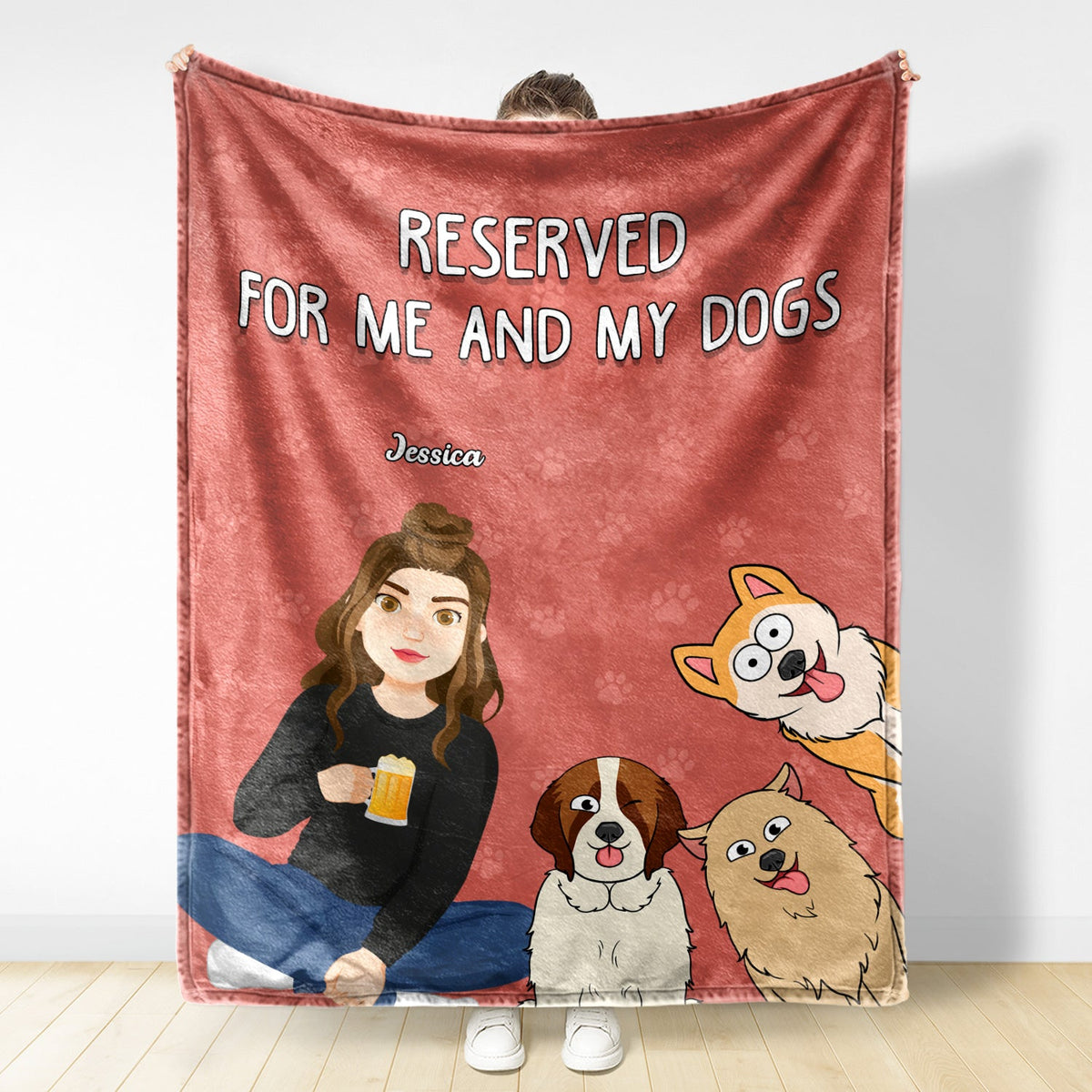 Reserved For Me And My Dogs - Gift For Dog Lovers - Personalized Fleece Blanket