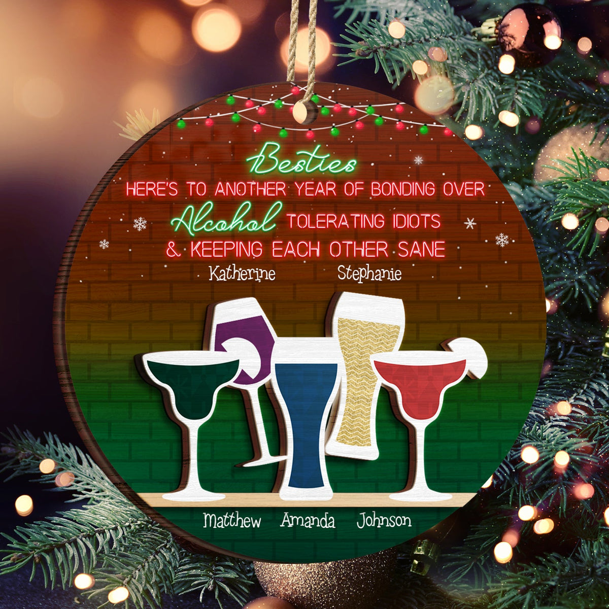 Voici une autre année de liens - Cadeau de Noël pour les meilleurs amis - Décoration en bois personnalisée à 2 couches