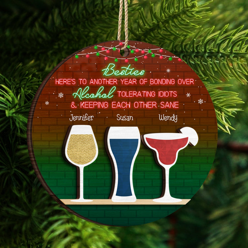 Voici une autre année de liens - Cadeau de Noël pour les meilleurs amis - Décoration en bois personnalisée à 2 couches