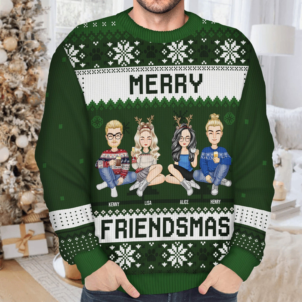 Joyeux Noël entre amis ! Cadeau de Noël pour vos amis ! Pull moche unisexe personnalisé