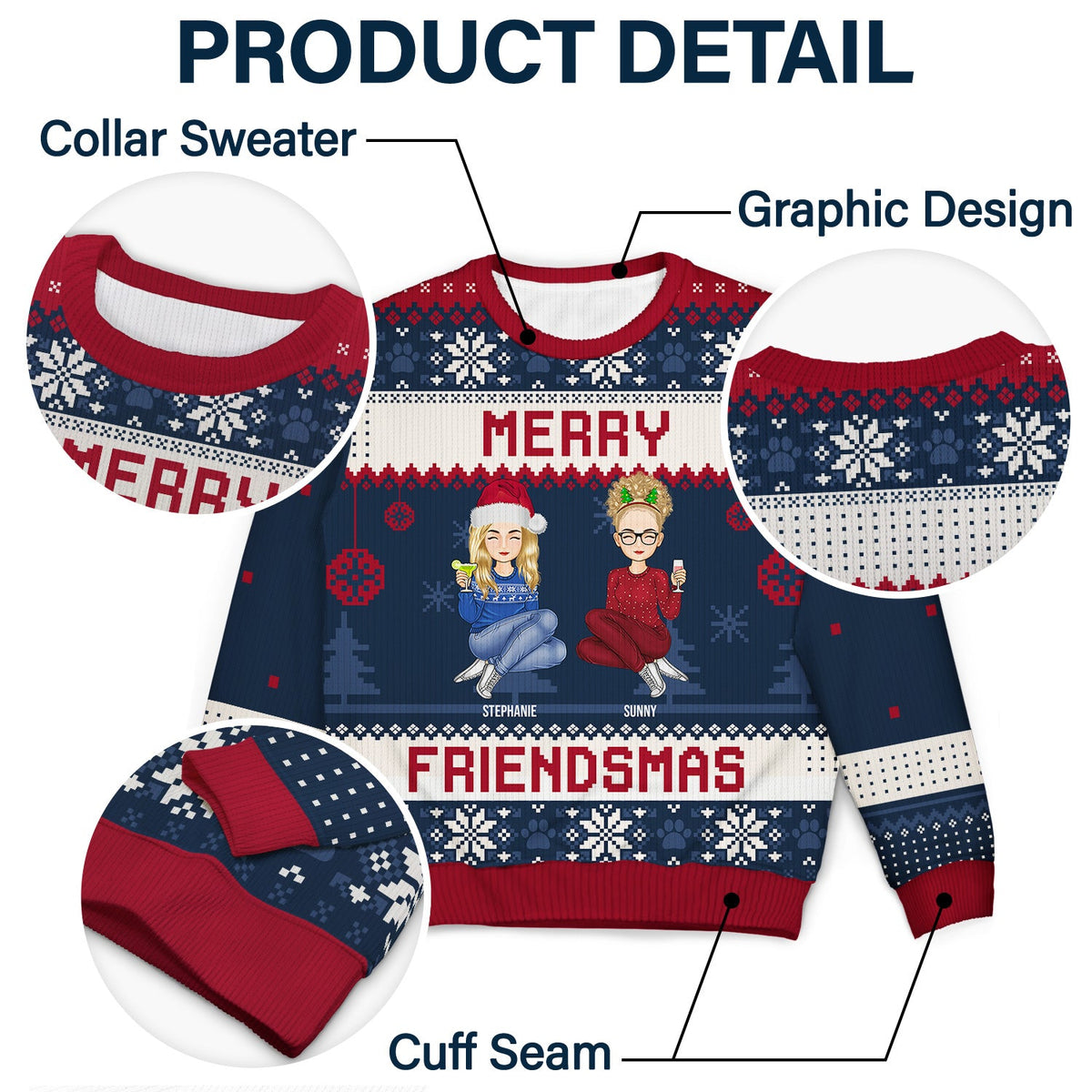 Joyeux Noël entre amis ! Cadeau de Noël pour vos amis ! Pull moche unisexe personnalisé