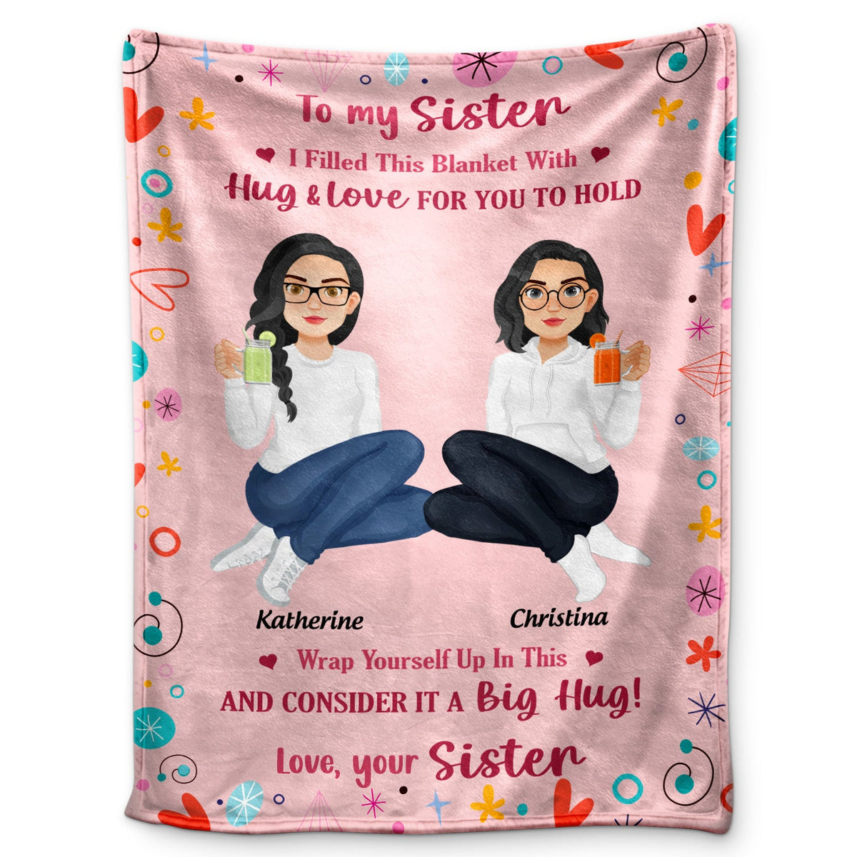 Filled This Blanket With Hugs And Love - Gift For Sisters, Siblings - Personalized Fleece Blanket