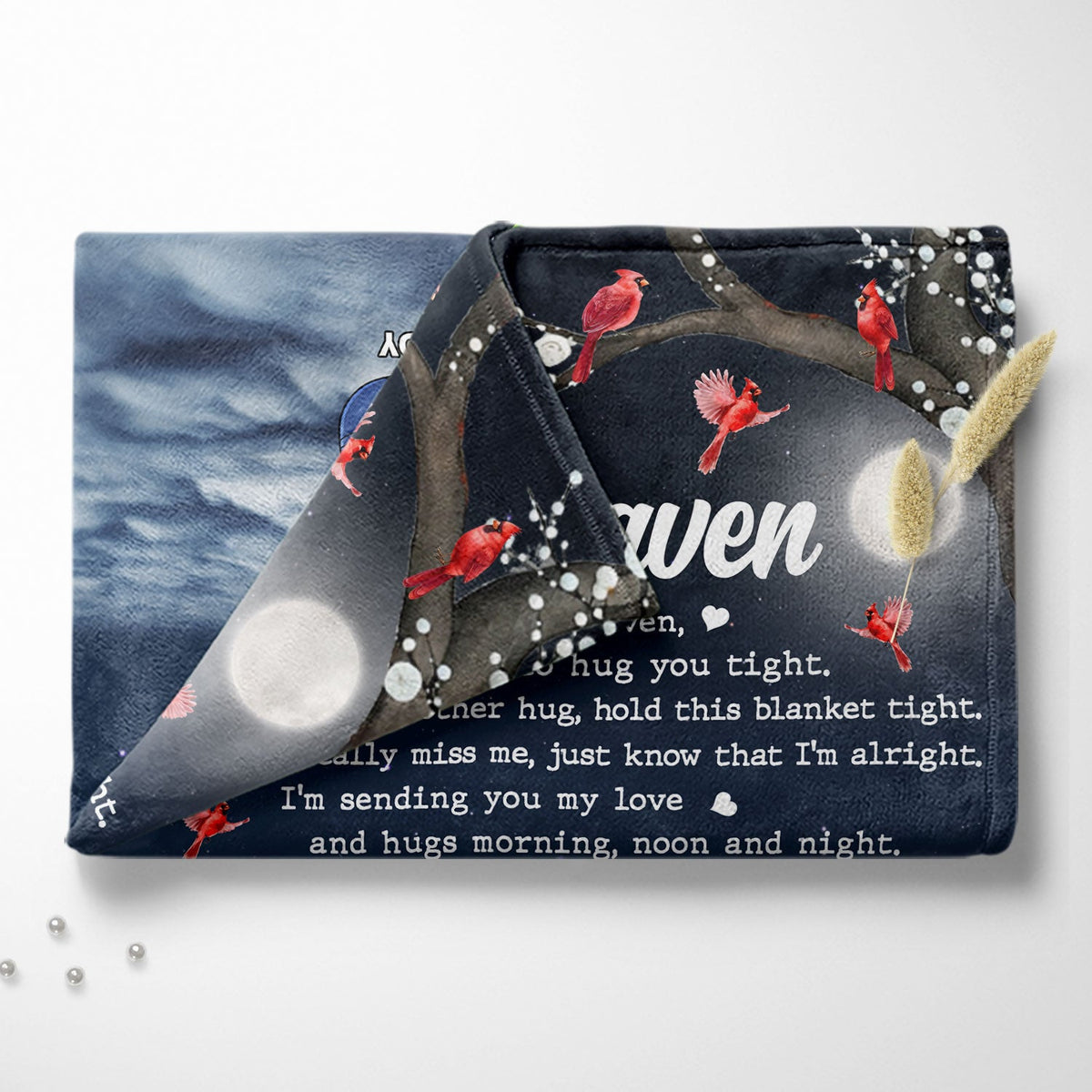 Hugs From Heaven Memorial - Sympathy Gift To Comfort Those Grieving The Loss Of A Loved One - Personalized Fleece Blanket