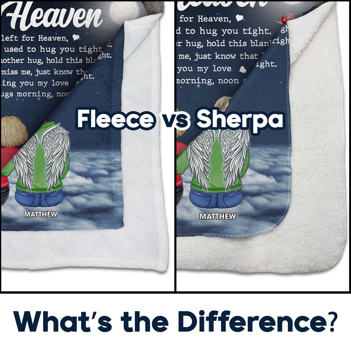 Hugs From Heaven Memorial - Sympathy Gift To Comfort Those Grieving The Loss Of A Loved One - Personalized Fleece Blanket