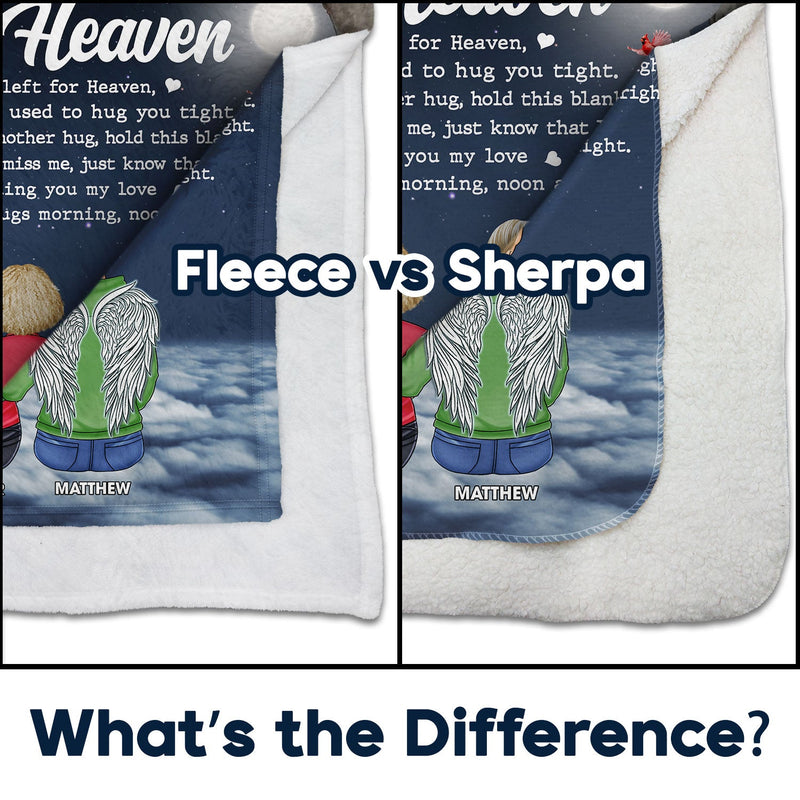 Hugs From Heaven Memorial - Sympathy Gift To Comfort Those Grieving The Loss Of A Loved One - Personalized Fleece Blanket