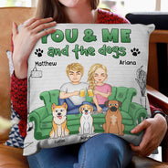 Toi, moi et le chien et le chat - Cadeau pour les amoureux des animaux - Oreiller personnalisé