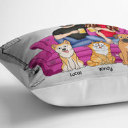 Toi, moi et le chien et le chat - Cadeau pour les amoureux des animaux - Oreiller personnalisé