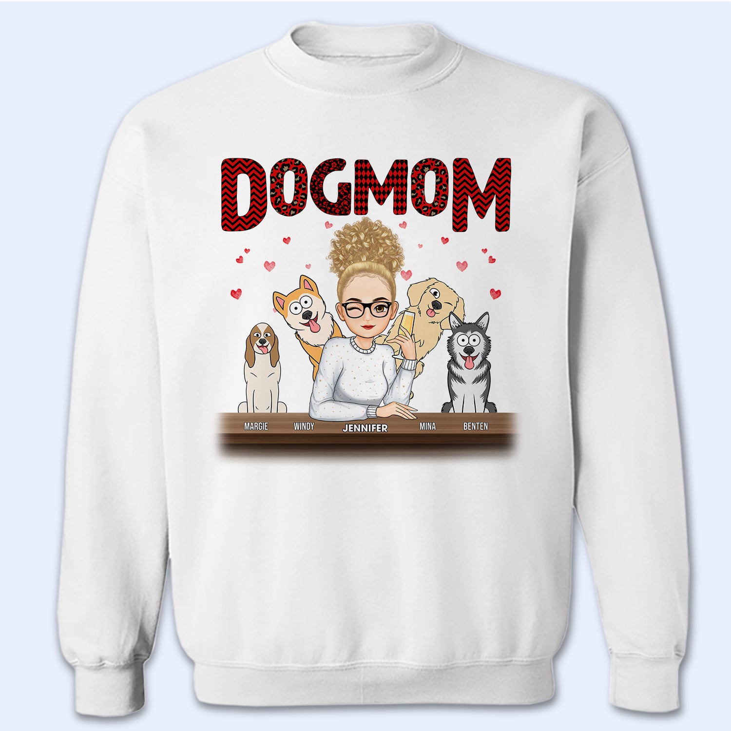 Dog Mom Red Pattern - Gift For Dog Lovers - Personalized Sweatshirt
