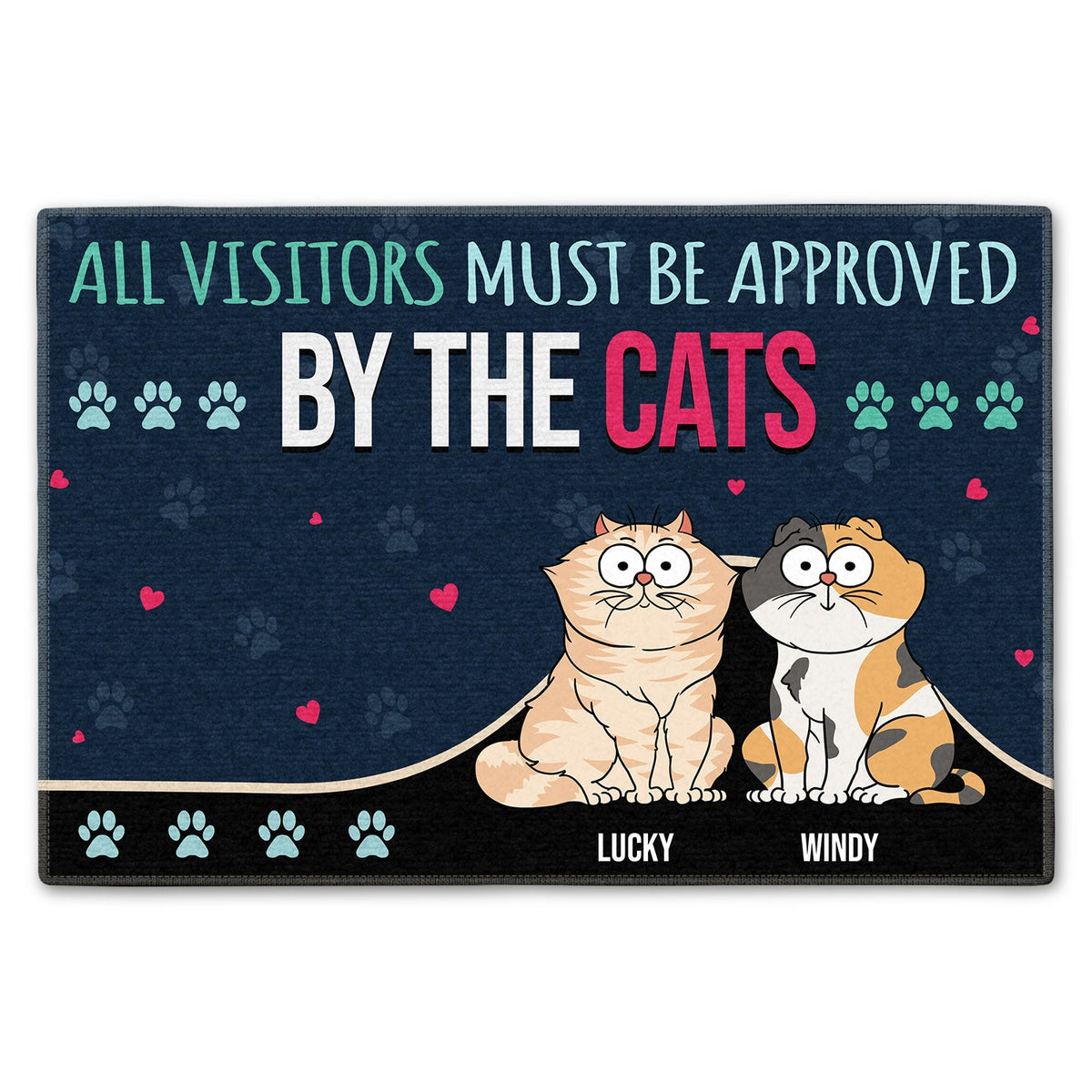 All Visitors Must Be Approved By Cats - Gift For Cat Lovers - Personalized Doormat