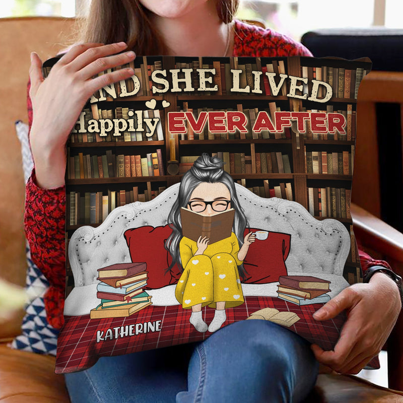 Juste une fille qui aime les livres assise au lit - Cadeau pour les amateurs de lecture - Oreiller personnalisé