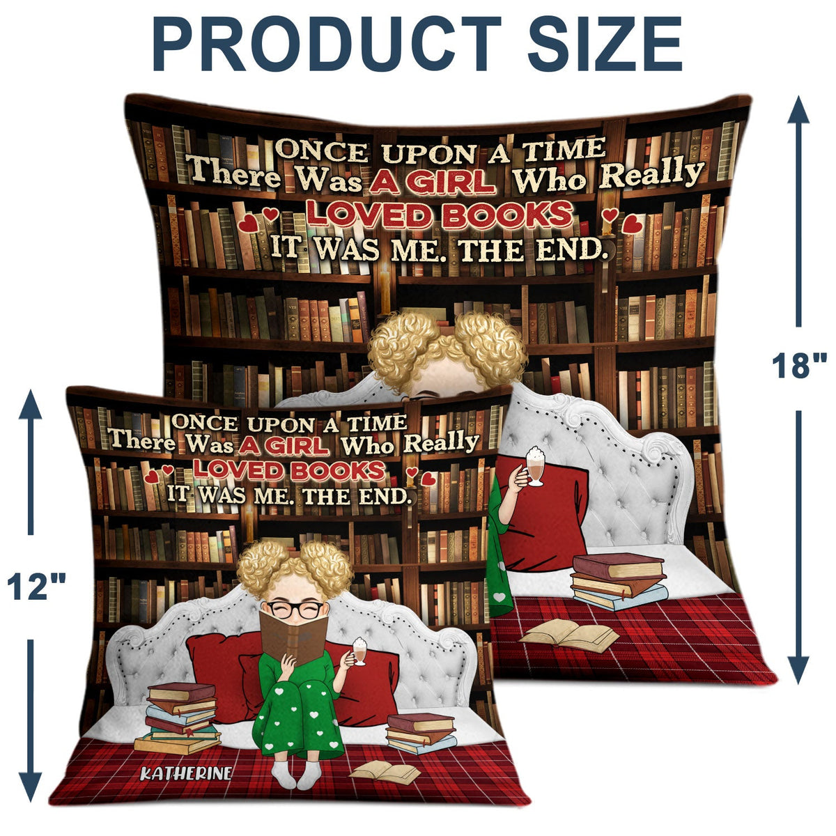 Juste une fille qui aime les livres assise au lit - Cadeau pour les amateurs de lecture - Oreiller personnalisé