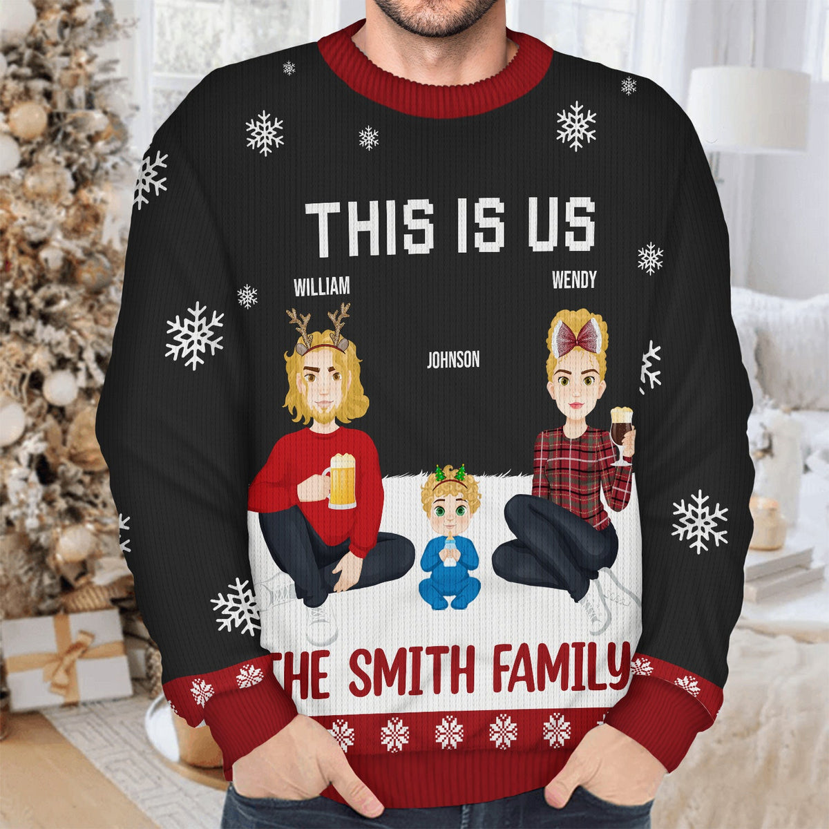 This Is Us - Christmas Gift For Family - Personalized Unisex Ugly Sweater