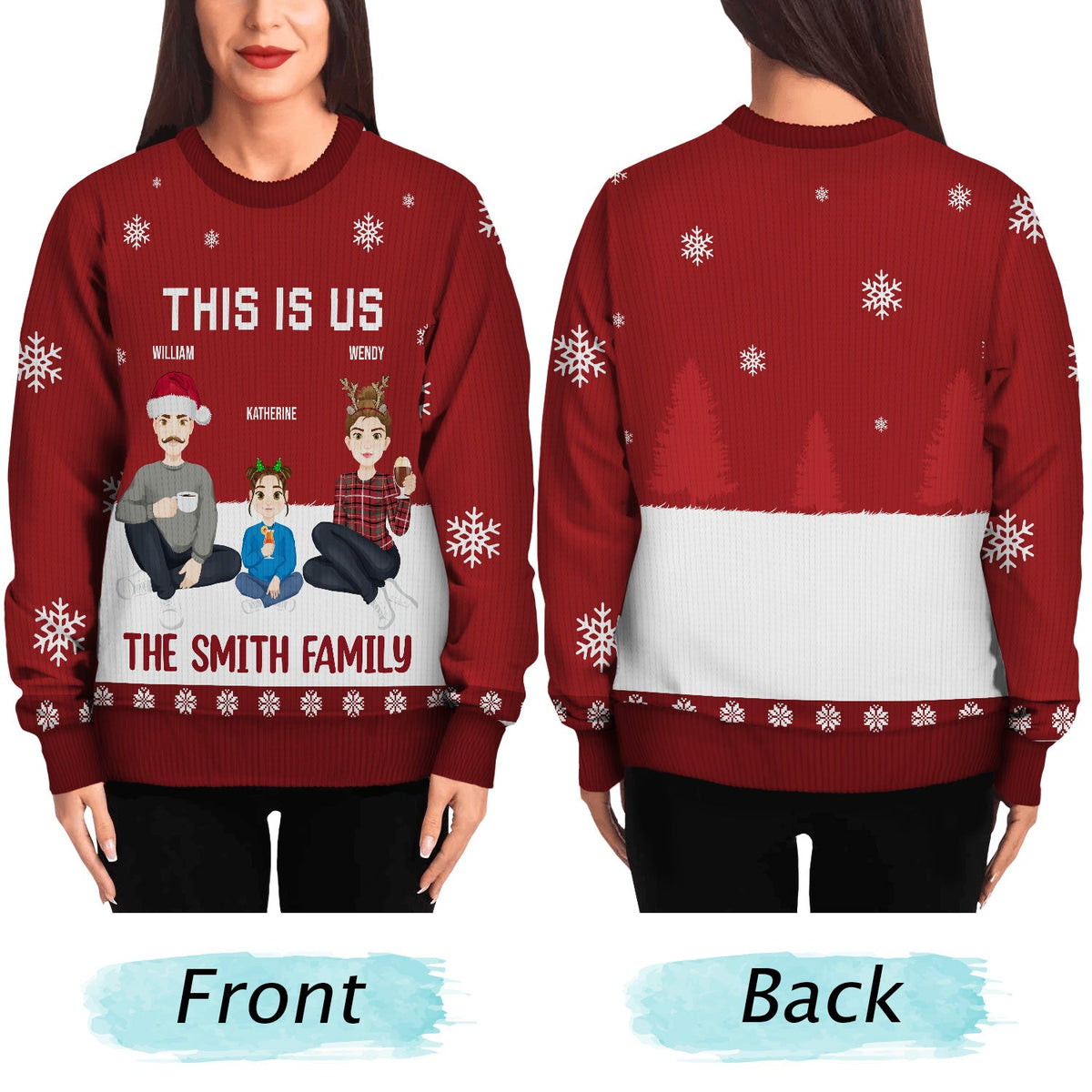 This Is Us - Christmas Gift For Family - Personalized Unisex Ugly Sweater