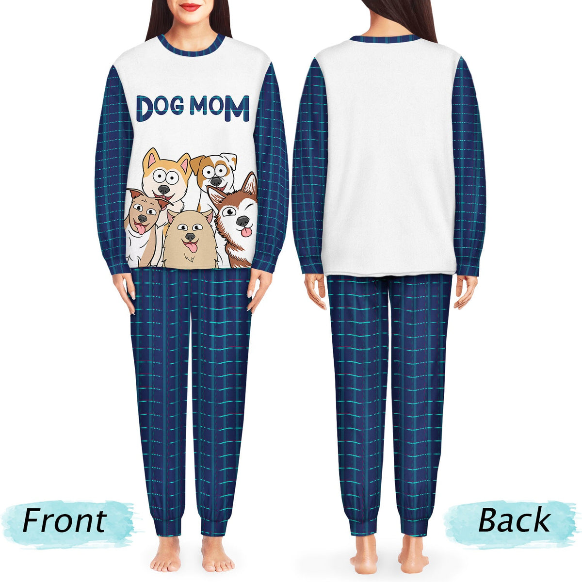 Dog Mom Dog Dad Cartoon Style - Gift For Dog Lovers - Personalized Unisex Pajamas Set