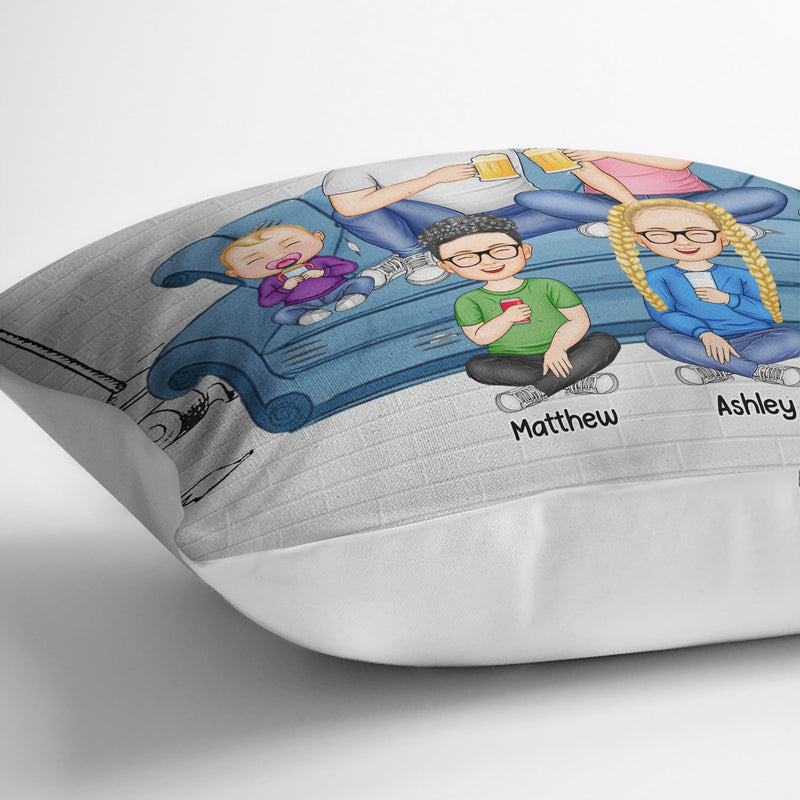 Famille de dessin animé - Cadeau pour la famille - Oreiller personnalisé