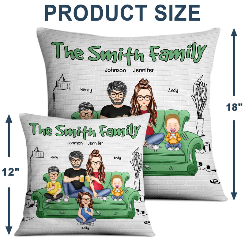 Famille de dessin animé - Cadeau pour la famille - Oreiller personnalisé