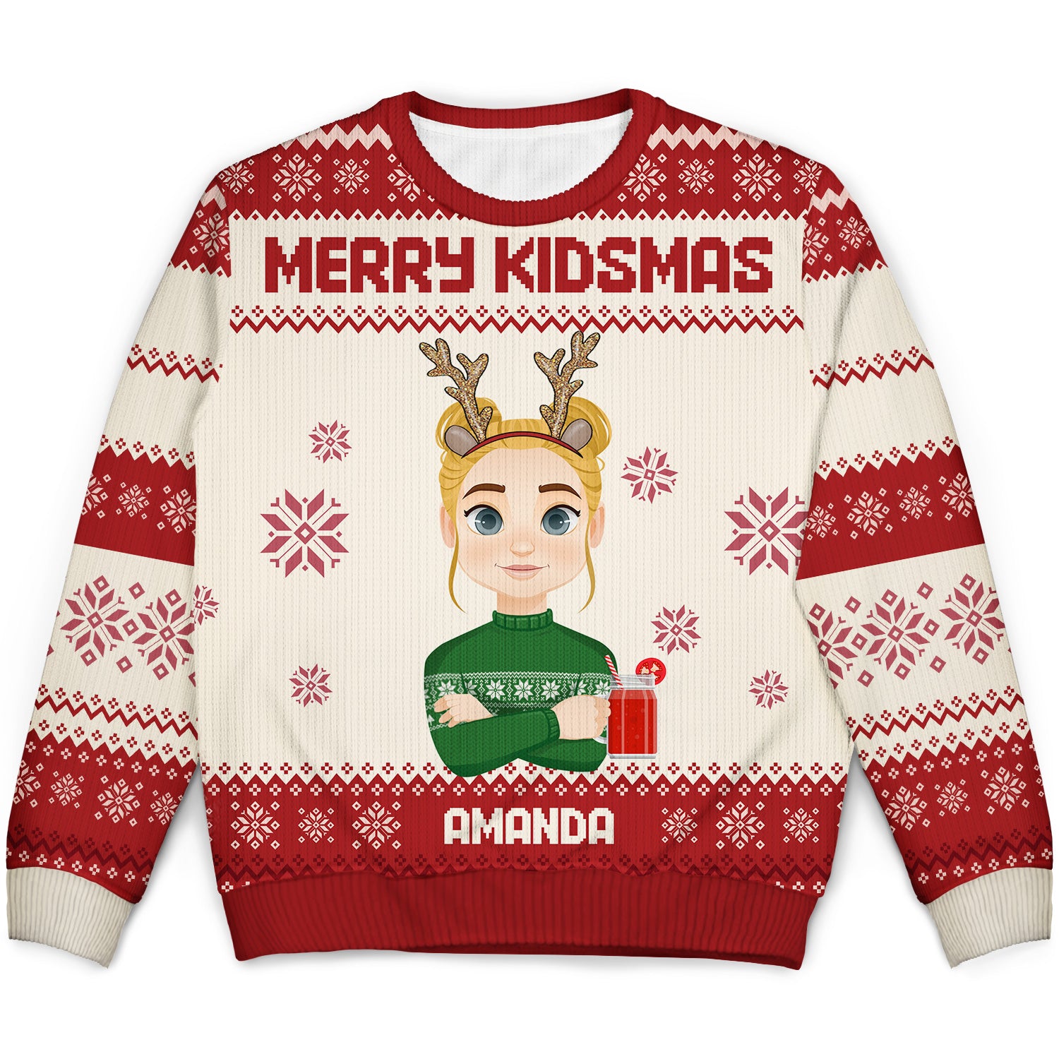 Merry Kidsmas - Christmas Gift For Kid Granddaughter - Personalized Kid Ugly Sweater