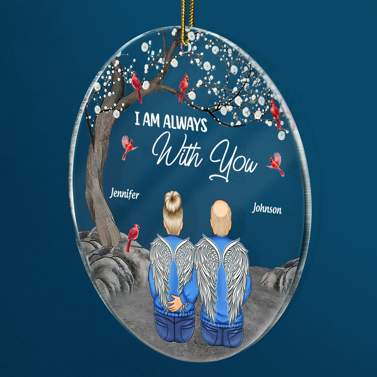 Je suis toujours avec toi - Cadeau de condoléances de Noël pour la famille - Ornement acrylique circulaire personnalisé