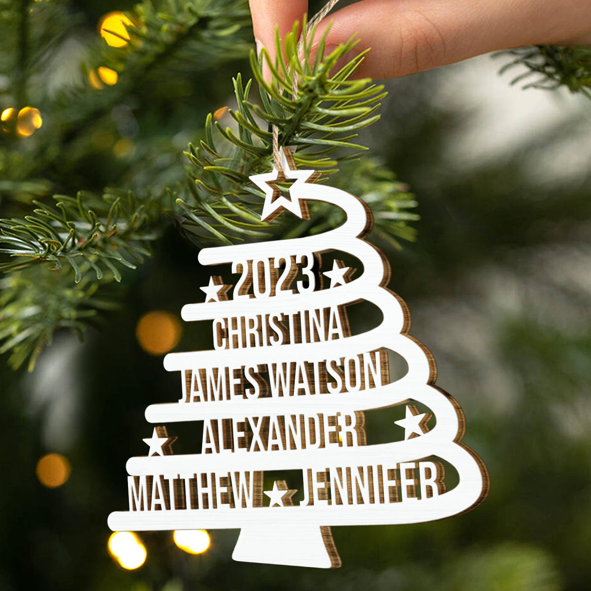 Christmas Tree With Names - Christmas Gift For Family - Personalized Wooden Cutout Ornament