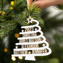 Christmas Tree With Names - Christmas Gift For Family - Personalized Wooden Cutout Ornament