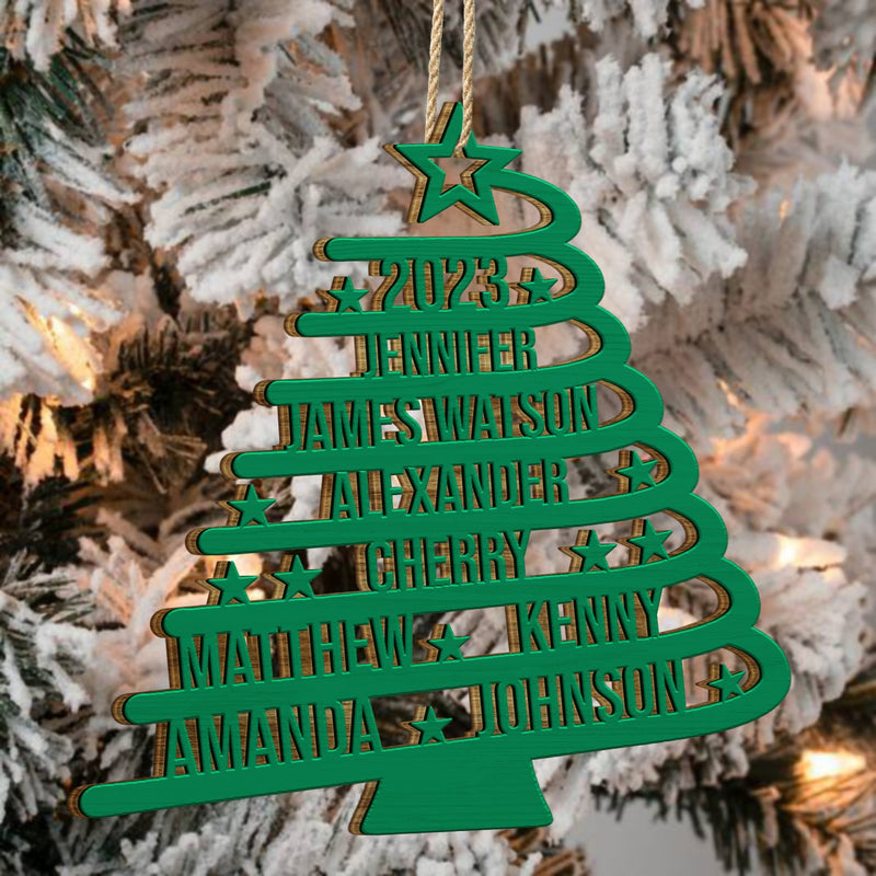 Christmas Tree With Names - Christmas Gift For Family - Personalized Wooden Cutout Ornament